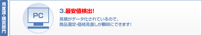 用度課・購買部門 最安値検出! 用度課・購買部門 最安値検出!